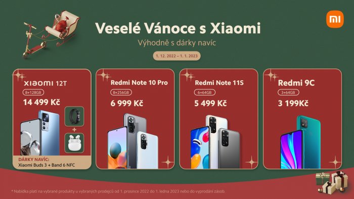 Vánoce od Xiaomi: Ke skvělému fotomobilu Xiaomi 12T dostanete sluchátka a náramek zdarma