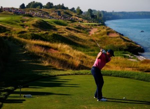 SHEBOYGAN, WI - AUGUST 15: Jordan Spieth of the United States hits his tee shot on the 13th hole during the third round of the 2015 PGA Championship at Whistling Straits at on August 15, 2015 in Sheboygan, Wisconsin.   Kevin C. Cox, Image: 255694195, License: Rights-managed, Restrictions: , Model Release: no, Credit line: Profimedia, Getty images