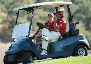SAN MARTIN, CA - SEPTEMBER 20: Stuart Deane of the United States team waits in a golf cart during the Sunday Singles matches at the 27th PGA Cup at CordeValle on September 20, 2015 in San Martin, California.   Scott Halleran, Image: 259684197, License: Rights-managed, Restrictions: , Model Release: no, Credit line: Profimedia, AFP