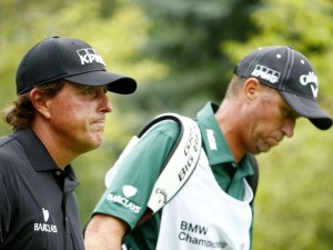 LAKE FOREST, IL - SEPTEMBER 18: Phil Mickelson walks with his caddie Jim 'Bones' Mackay during the Second Round of the BMW Championship at Conway Farms Golf Club on September 18, 2015 in Lake Forest, Illinois.   Jamie Squire, Image: 259184574, License: Rights-managed, Restrictions: , Model Release: no, Credit line: Profimedia, AFP