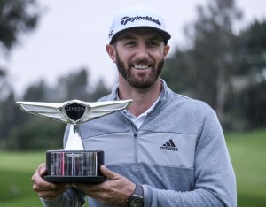 February 19, 2017 - Los Angeles, California, U.S - Dustin Johnson celebrates with his trophy after the final round of the PGA Tour Genesis Open golf tournament at Riviera Country Club on February 19, 2017, in Los Angeles. Dustin Johnson won the Genesis Open., Image: 321530389, License: Rights-managed, Restrictions: , Model Release: no, Credit line: Profimedia, Zuma Press - News