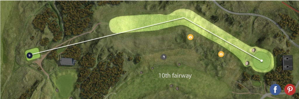 Hráči mají smůlu. Krátit si cestu přes desátou fairway nemůžou, z devítky bude na desáté fairwayi vnitřní out.